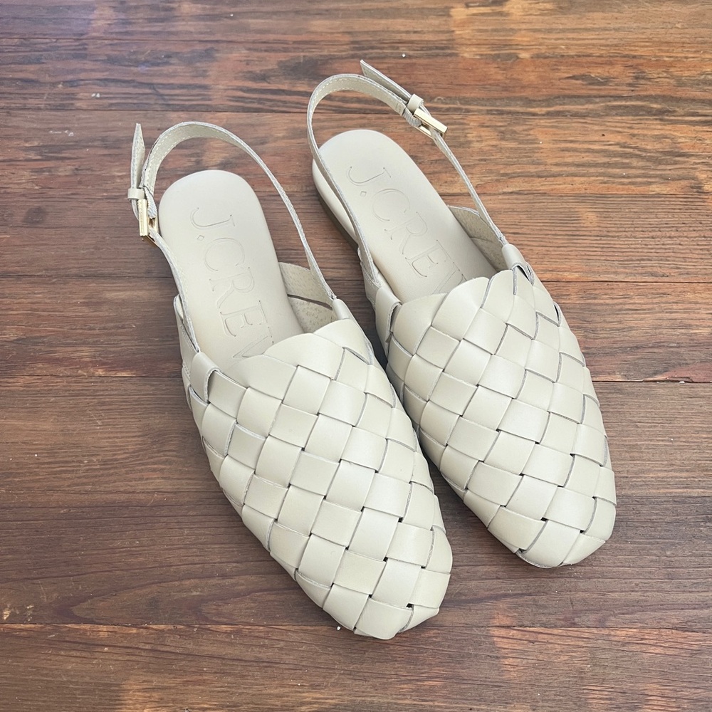 J. Crew Braided Leather Sandal Ivory size 8.5 NWOB